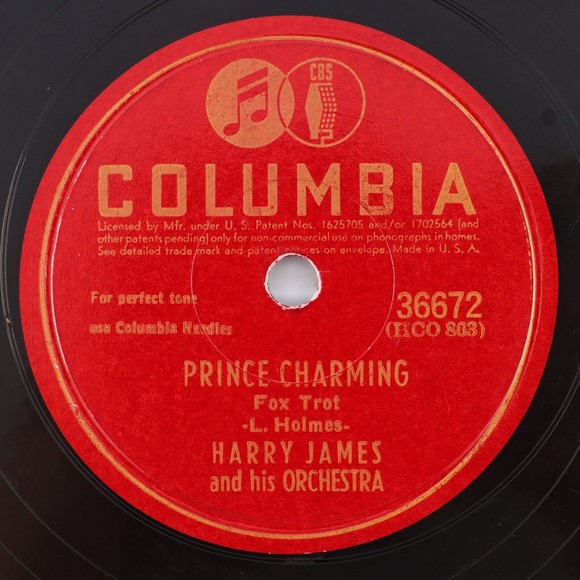 Harry James - Prince Charming / Velvet Moon - 1943 10" 78 rpm Record 36672 - Picture 1 of 13